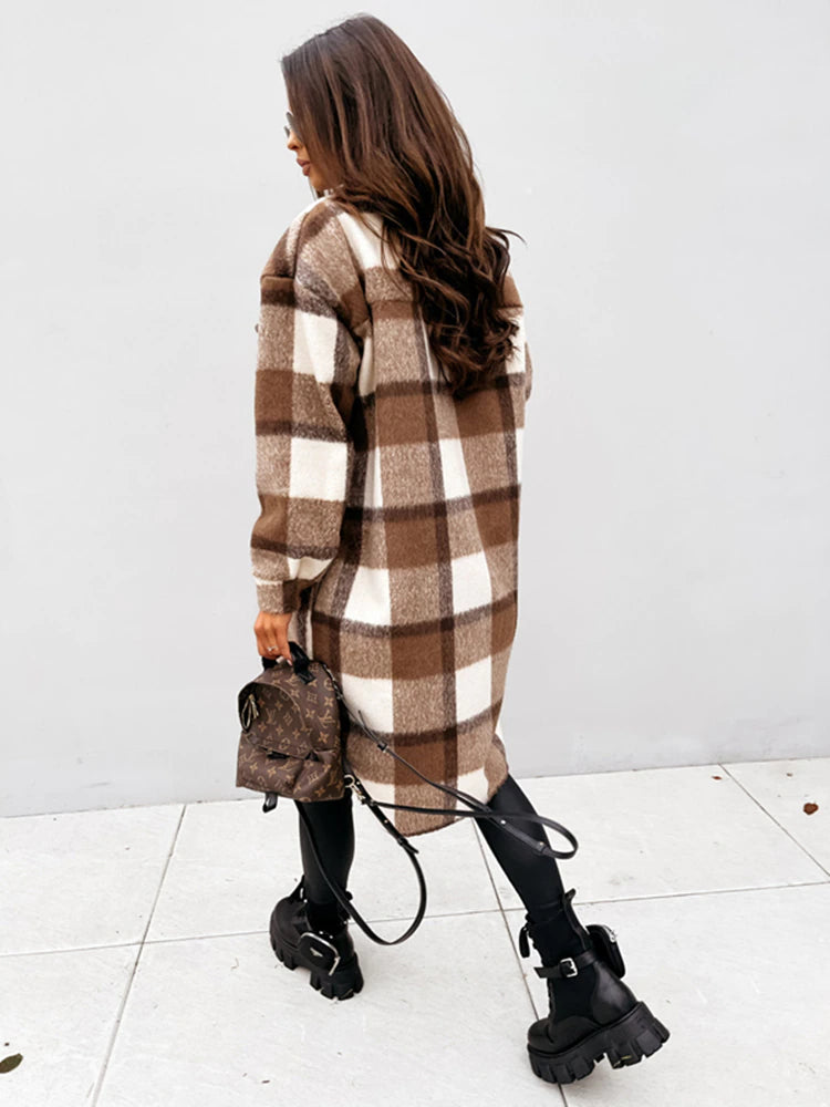 Women's Plaid Trendy Lightweight Jacket - Ava