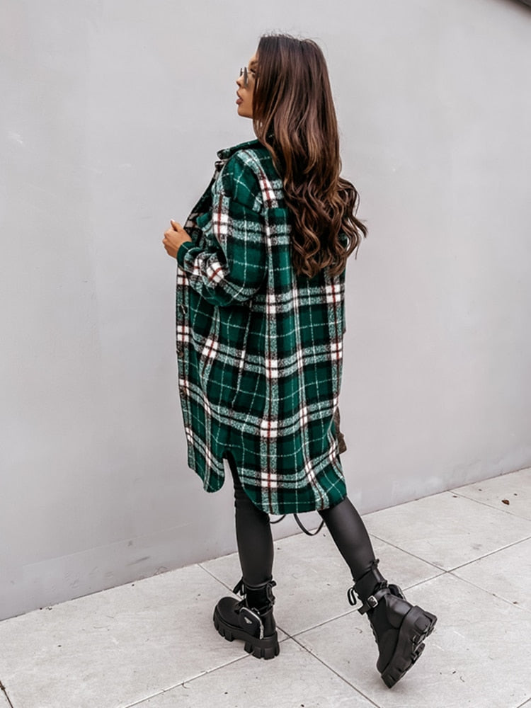 Women's Plaid Trendy Lightweight Jacket - Ava