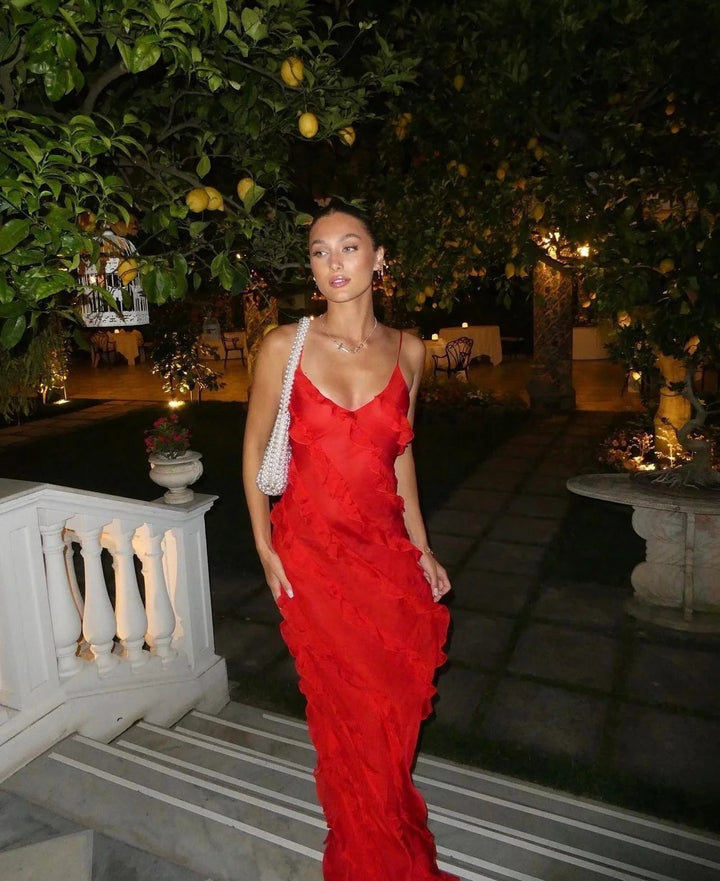 Women’s Backless Romantic Elegant Maxi Dress - Jolie