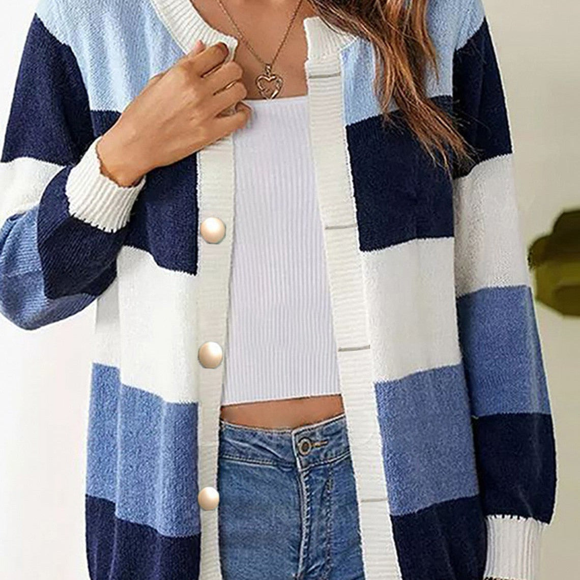 Women’s Casual Lightweight Striped Cardigan - Morin