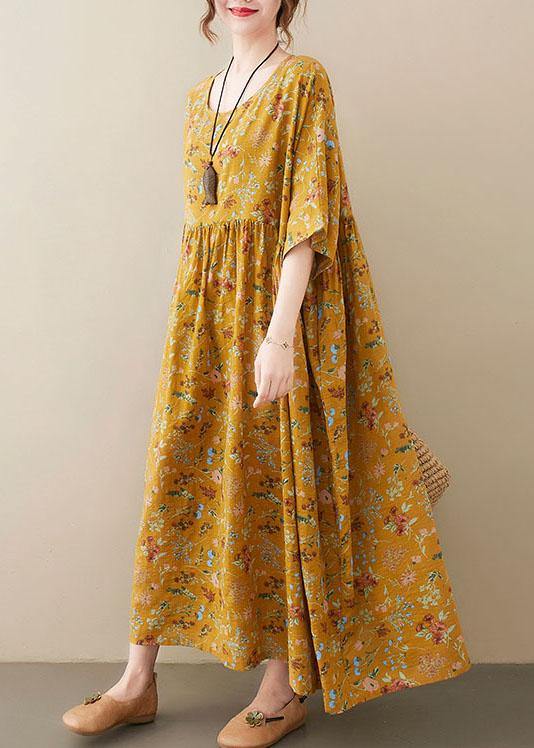 Natural light O-Neck Pockets Print Summer Sundress - Aurora