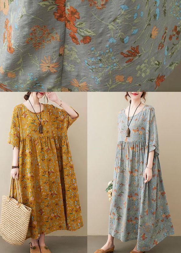Natural light O-Neck Pockets Print Summer Sundress - Aurora