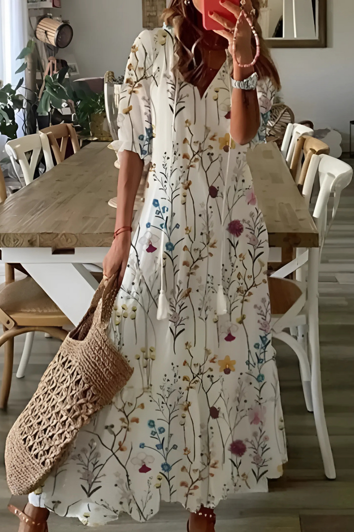 Printed Flowing Dress - Simone