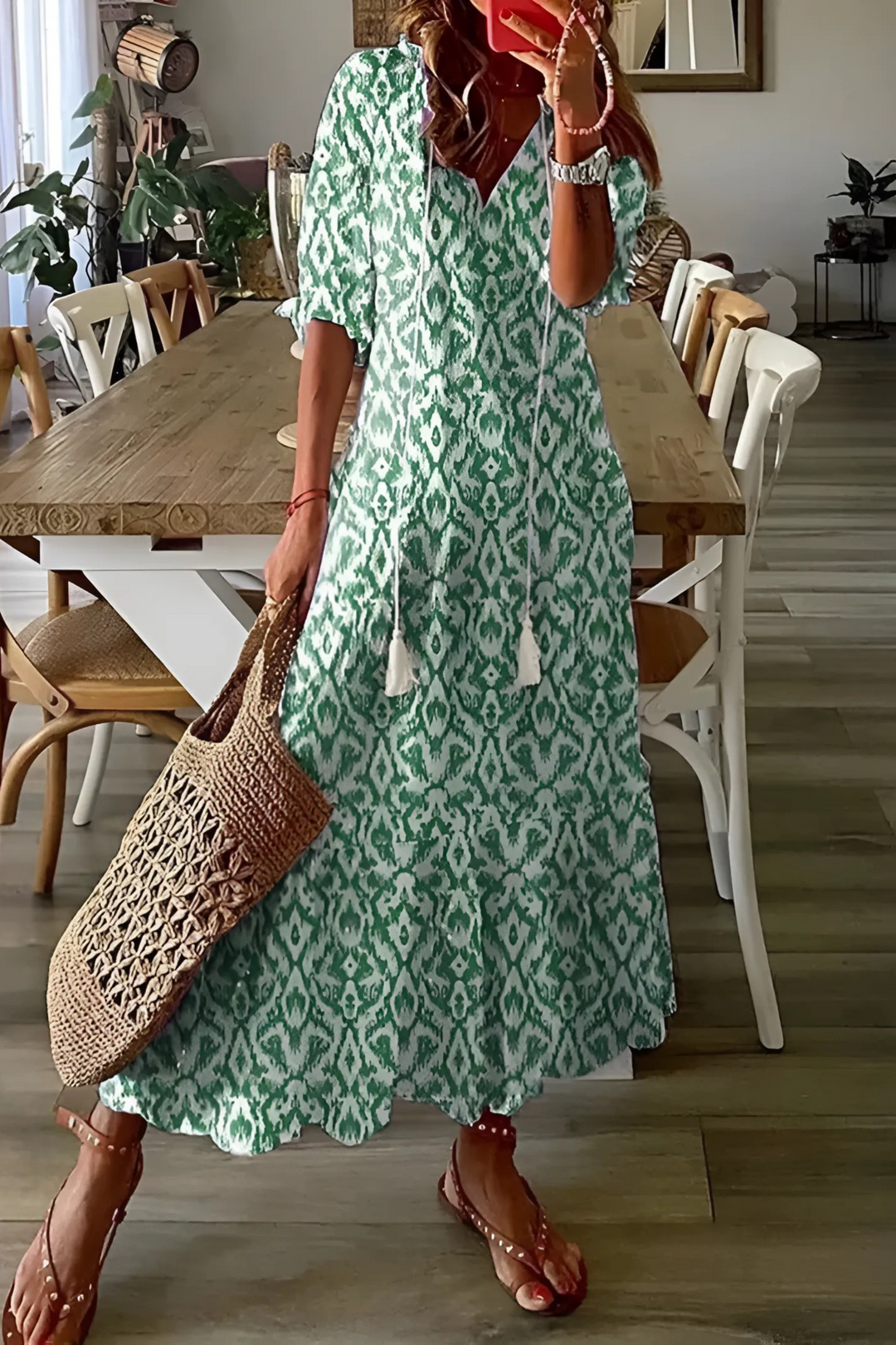 Printed Flowing Dress - Simone