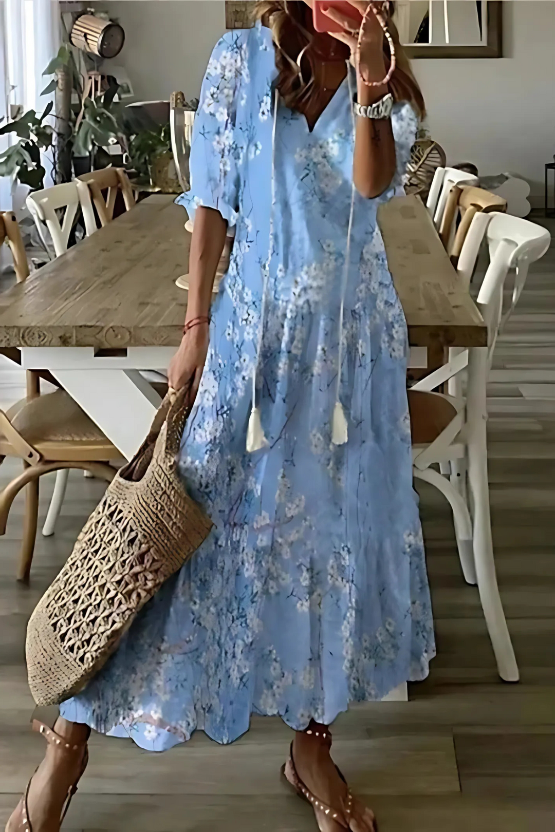 Printed Flowing Dress - Simone