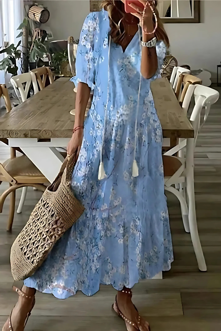 Printed Flowing Dress - Simone