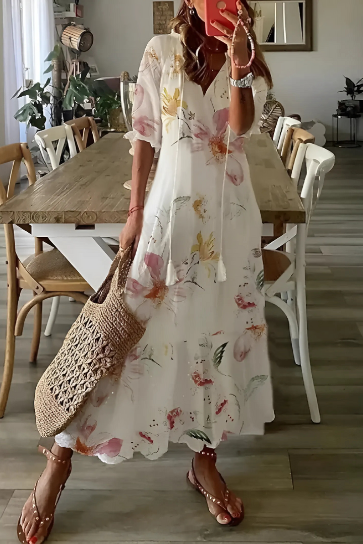 Printed Flowing Dress - Simone