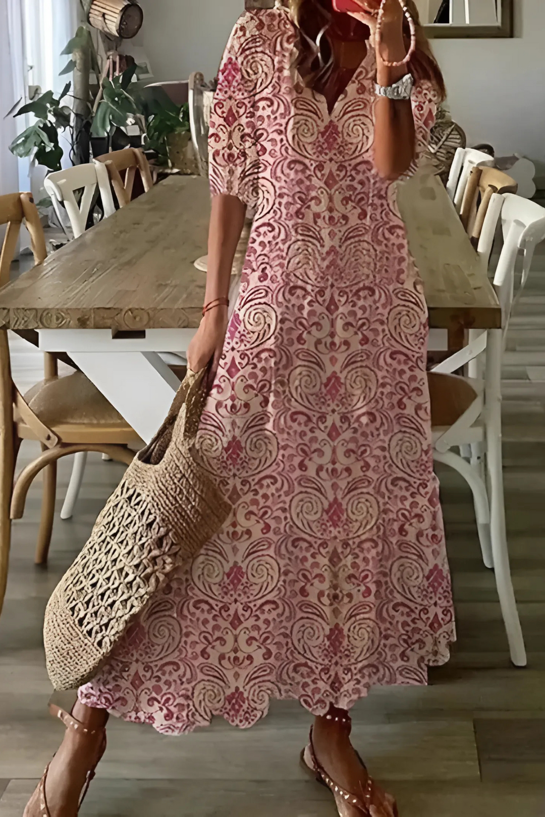 Printed Flowing Dress - Simone