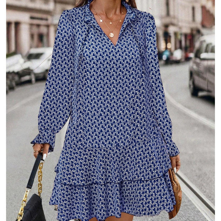 Women’s Printed Long Sleeve Summer Mini Dress - Marita