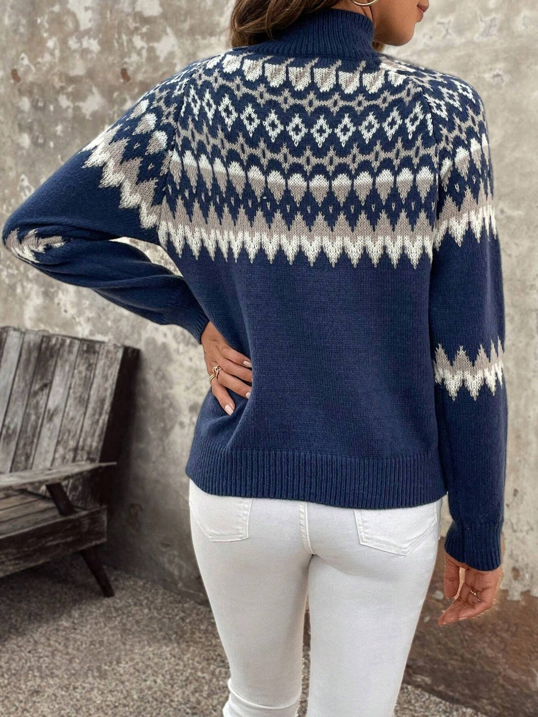 Women’s Jacquard Knitted Turtleneck Jumper - Giyann