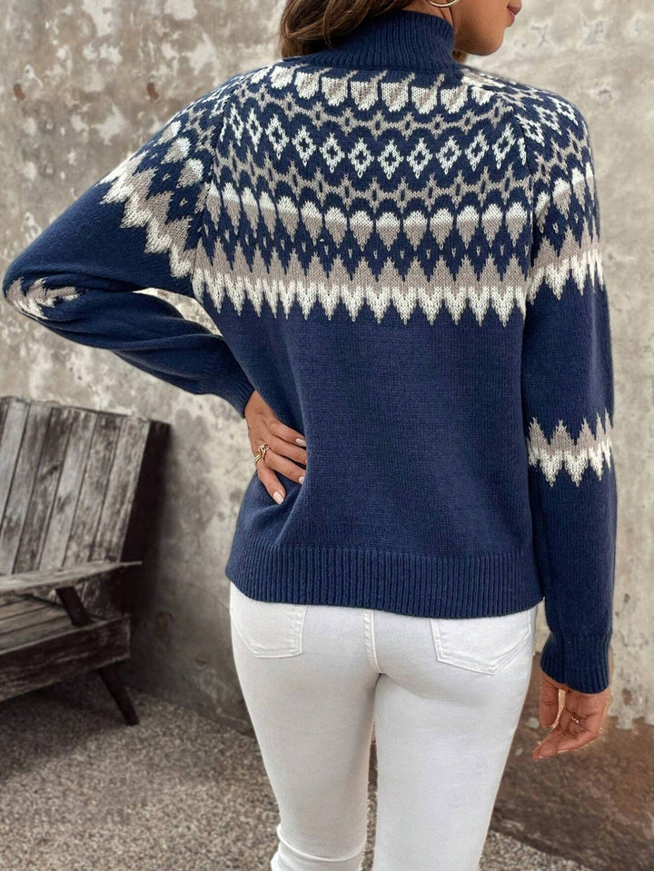 Women’s Jacquard Knitted Turtleneck Jumper - Giyann