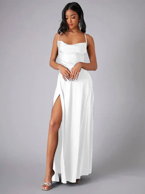 Women Elegant Draped with Spaghetti Carriers Maxi Dress - Alvaree