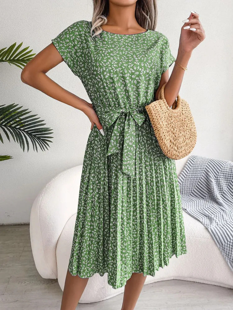 Women’s Elegant Pleated Cocktail Midi Dress - Annalise
