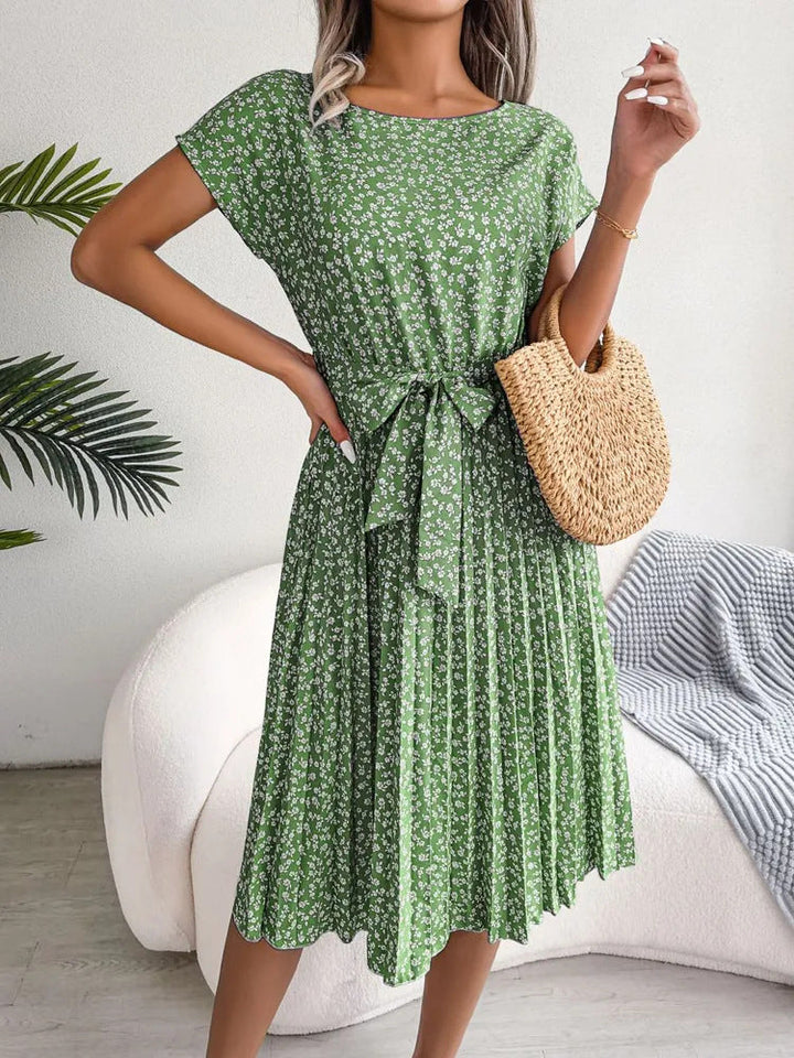 Women’s Elegant Pleated Cocktail Midi Dress - Annalise