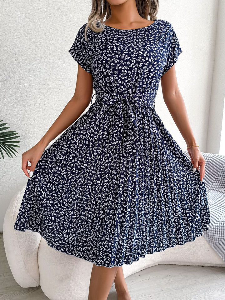 Women’s Elegant Pleated Cocktail Midi Dress - Annalise