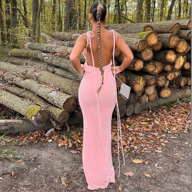Women’s Elegant Backless Maxi Dress - Serenity
