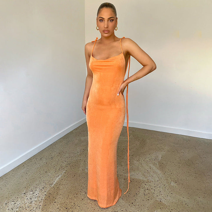 Women’s Elegant Backless Maxi Dress - Serenity