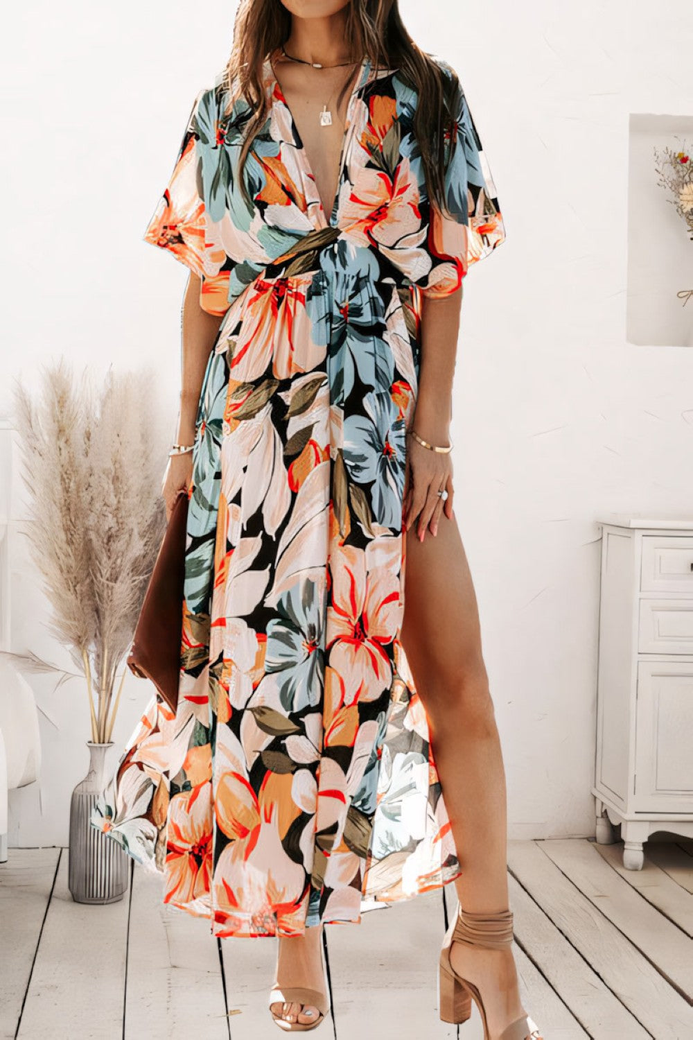  Ladies A Line Floral Maxi Summer Dress - Orlinae-1