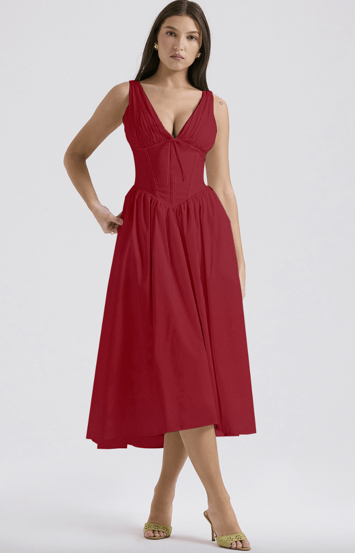 Women's Elegant Midi Dress - Nora