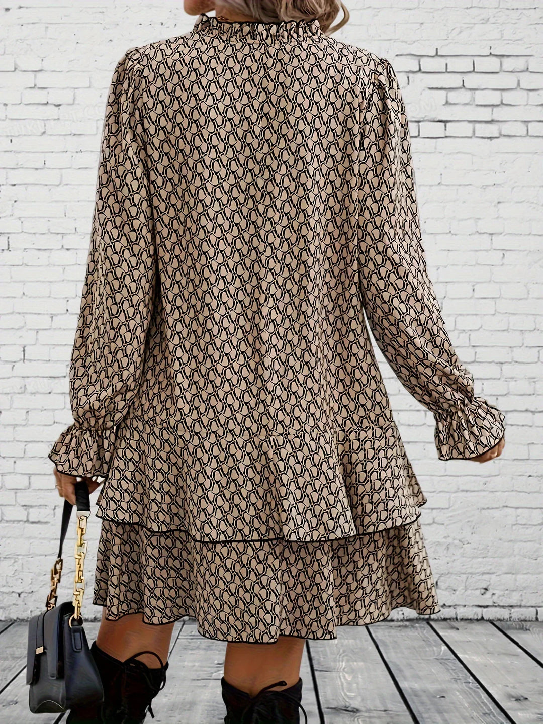 Women’s Printed Long Sleeve Summer Mini Dress - Marita