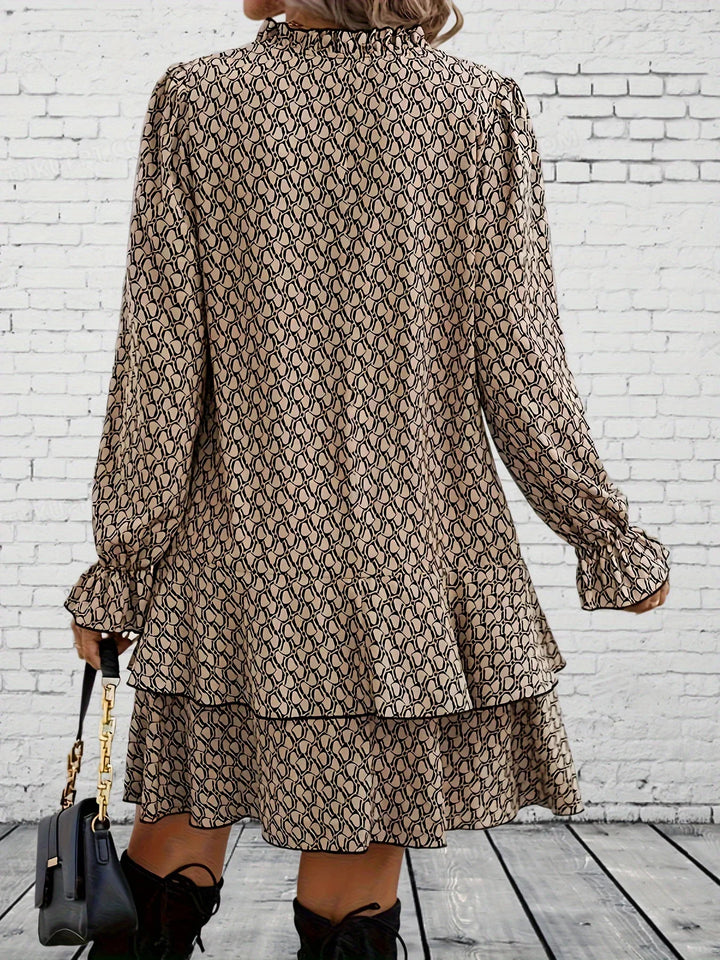 Women’s Printed Long Sleeve Summer Mini Dress - Marita
