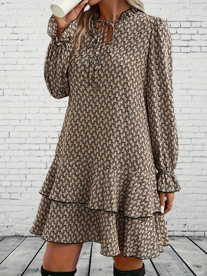 Women’s Printed Long Sleeve Summer Mini Dress - Marita