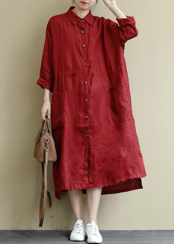 Linen Shirt Dress Casual Oversize Spring Maxi Dresses - Tiana