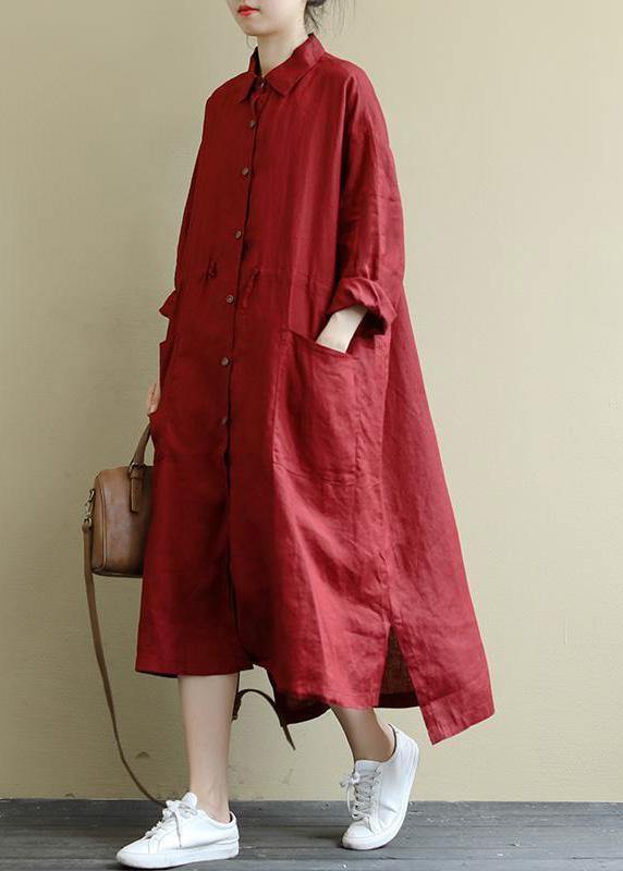 Linen Shirt Dress Casual Oversize Spring Maxi Dresses - Tiana