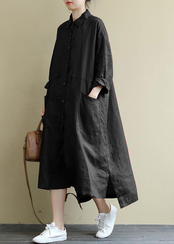 Linen Shirt Dress Casual Oversize Spring Maxi Dresses - Tiana