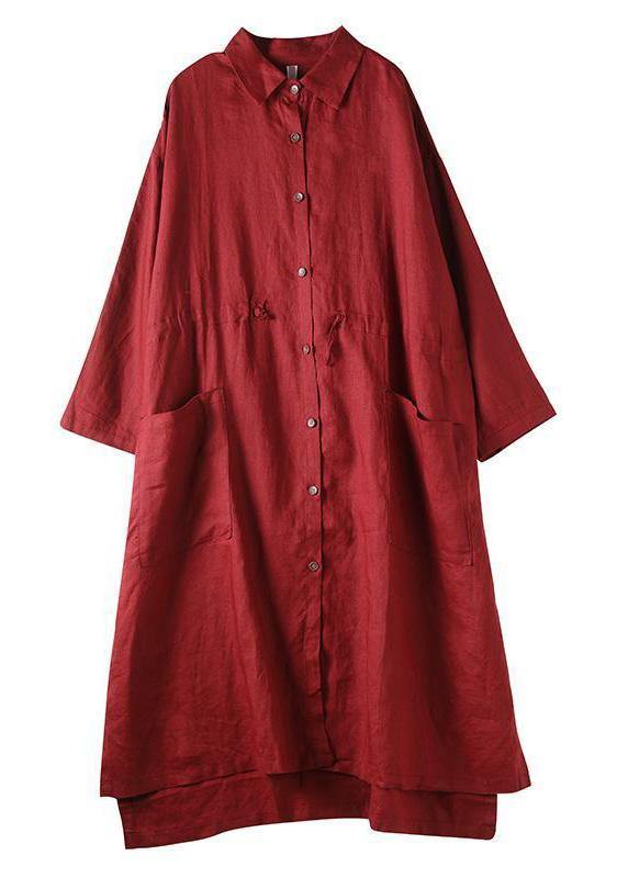 Linen Shirt Dress Casual Oversize Spring Maxi Dresses - Tiana
