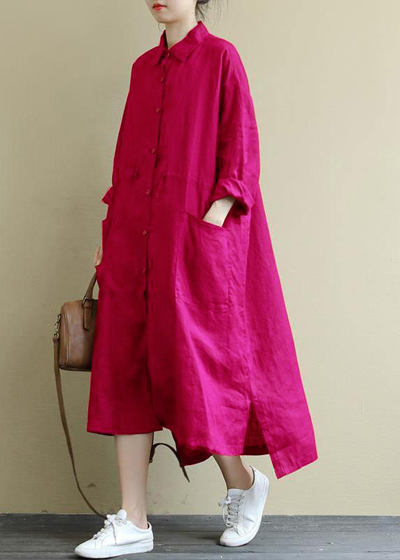 Linen Shirt Dress Casual Oversize Spring Maxi Dresses - Tiana