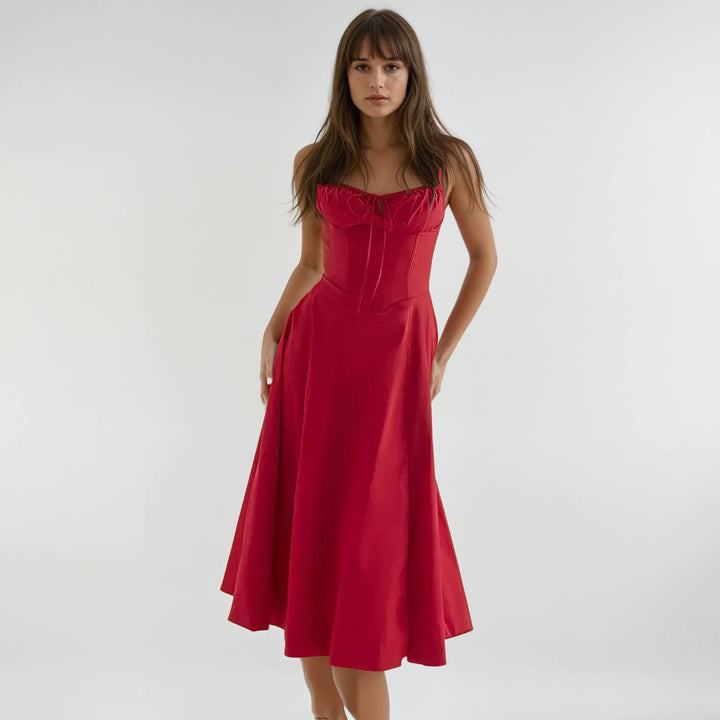 Women’s Elegant Corset A-Line Midi Dress - Catherine