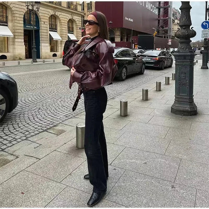 Women’s Oversized Burgundy Trendy Jacket - Renee