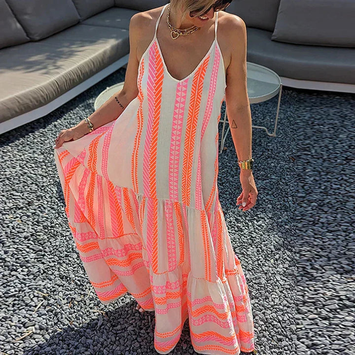  Ladies maxi summer dress with ruffles - Danny-3