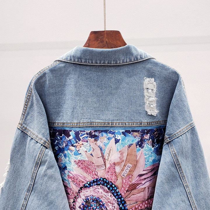 Women’s Oversized Unique Back Print Denim Jacket - Lynn