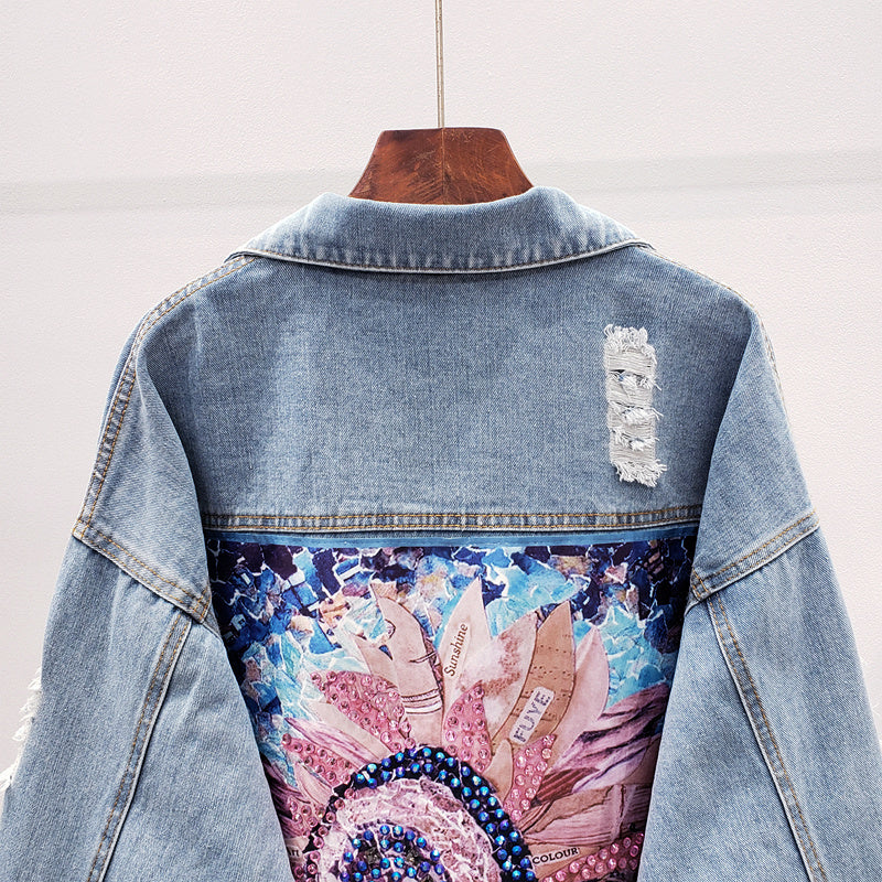 Women’s Oversized Unique Back Print Denim Jacket - Lynn