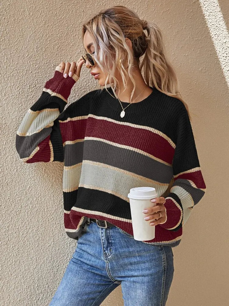 Women’s Cozy Knitted Stripes Jumper - Reese