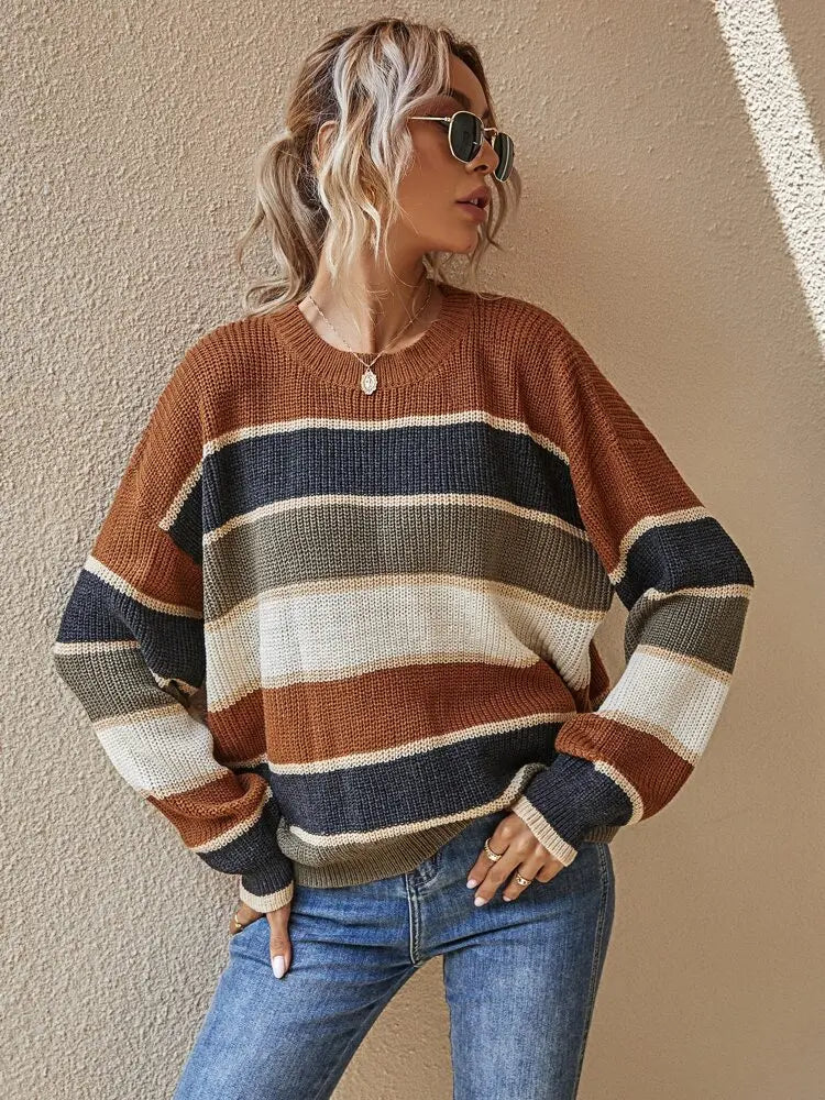 Women’s Cozy Knitted Stripes Jumper - Reese