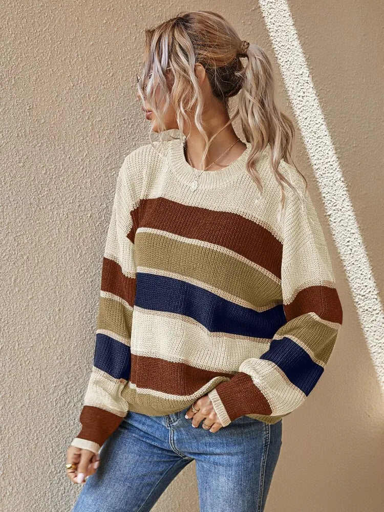 Women’s Cozy Knitted Stripes Jumper - Reese
