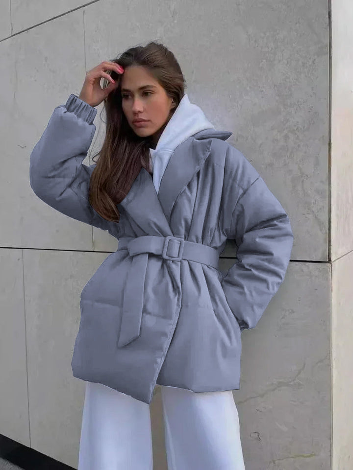 Women’s Stylish Belted Puffer Jacket - Ava