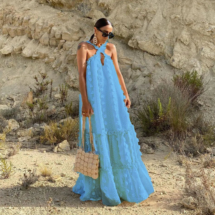  Ladies Halter Hals Maxi Wedding Guest Dress - Rubi-5