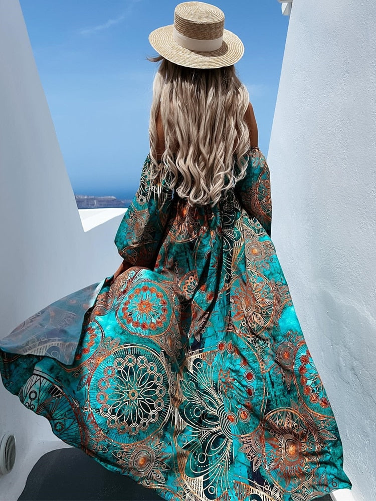 Women’s Off-Shoulder Floral Maxi Dress - Romy