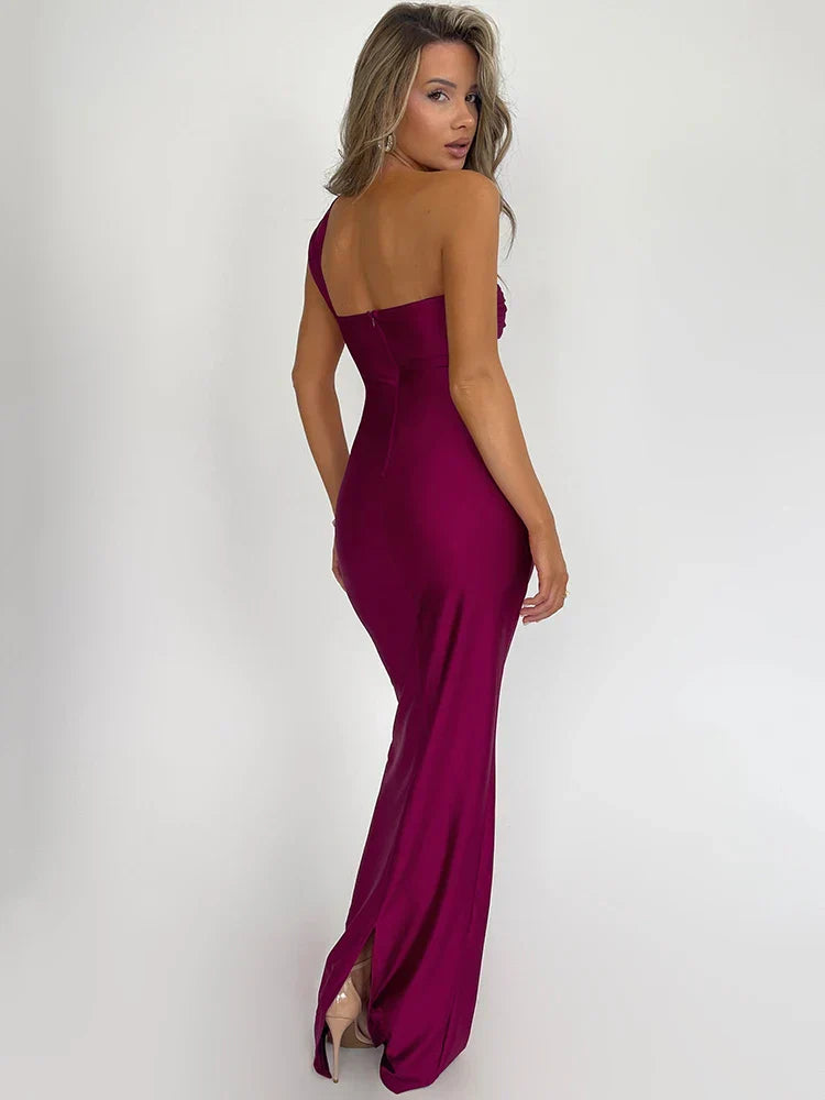 Women’s Elegant One-Shoulder Bodycon Maxi Dress - Serena