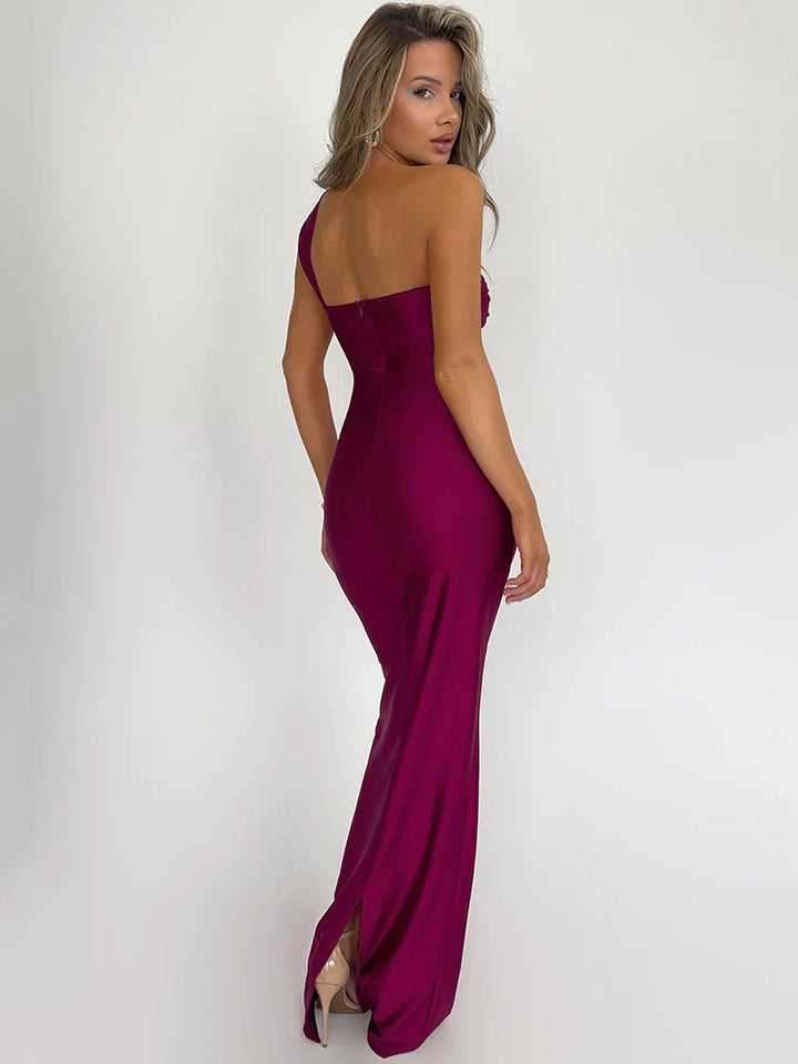 Women’s Elegant One-Shoulder Bodycon Maxi Dress - Serena