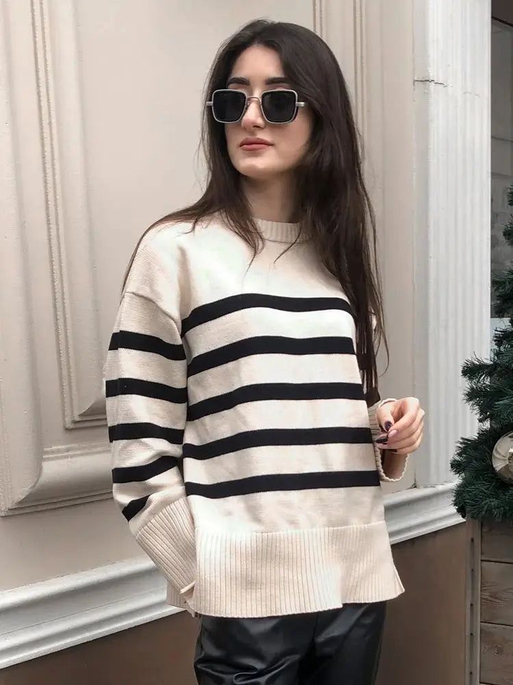 Women’s Oversized Striped Knitted Jumper - Rosalind