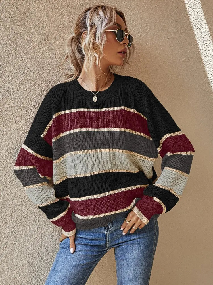 Women’s Cozy Knitted Stripes Jumper - Reese