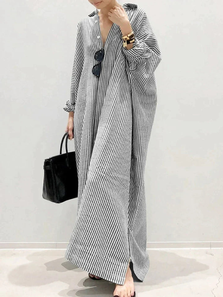  Ladies Striped Maxi Summer Dress - Carmen-1
