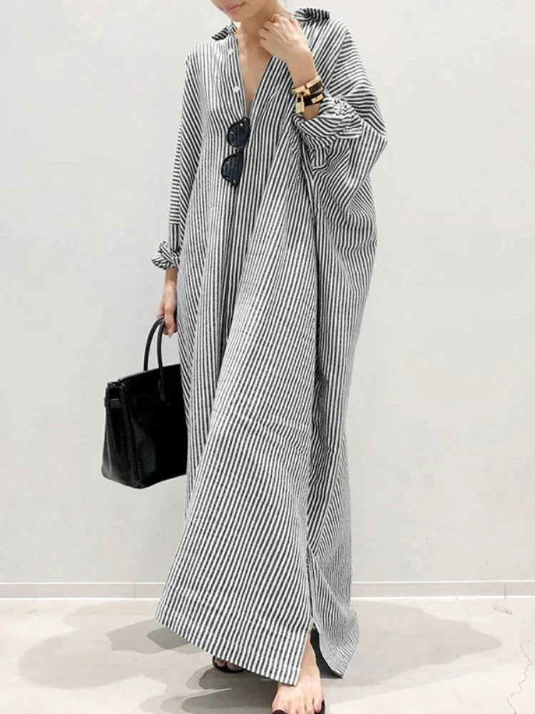  Ladies Striped Maxi Summer Dress - Carmen-1