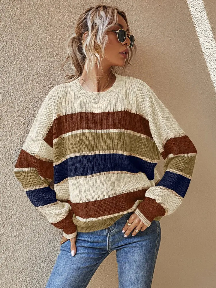Women’s Cozy Knitted Stripes Jumper - Reese