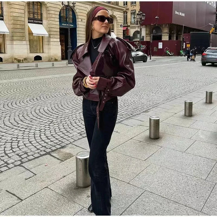 Women’s Oversized Burgundy Trendy Jacket - Renee